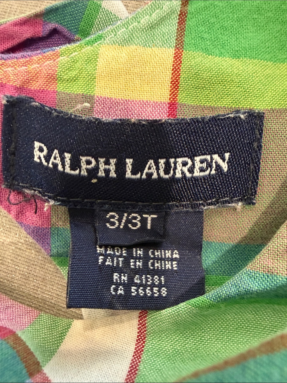 Ralph Lauren Green Pink Blue Plaid Ruffle Dress - Picture 3 of 3